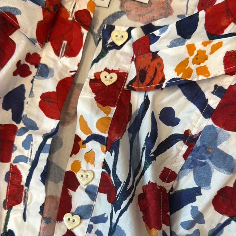 Buru Floral Print Dress with Red and Blue Accents - Picture 3 of 6